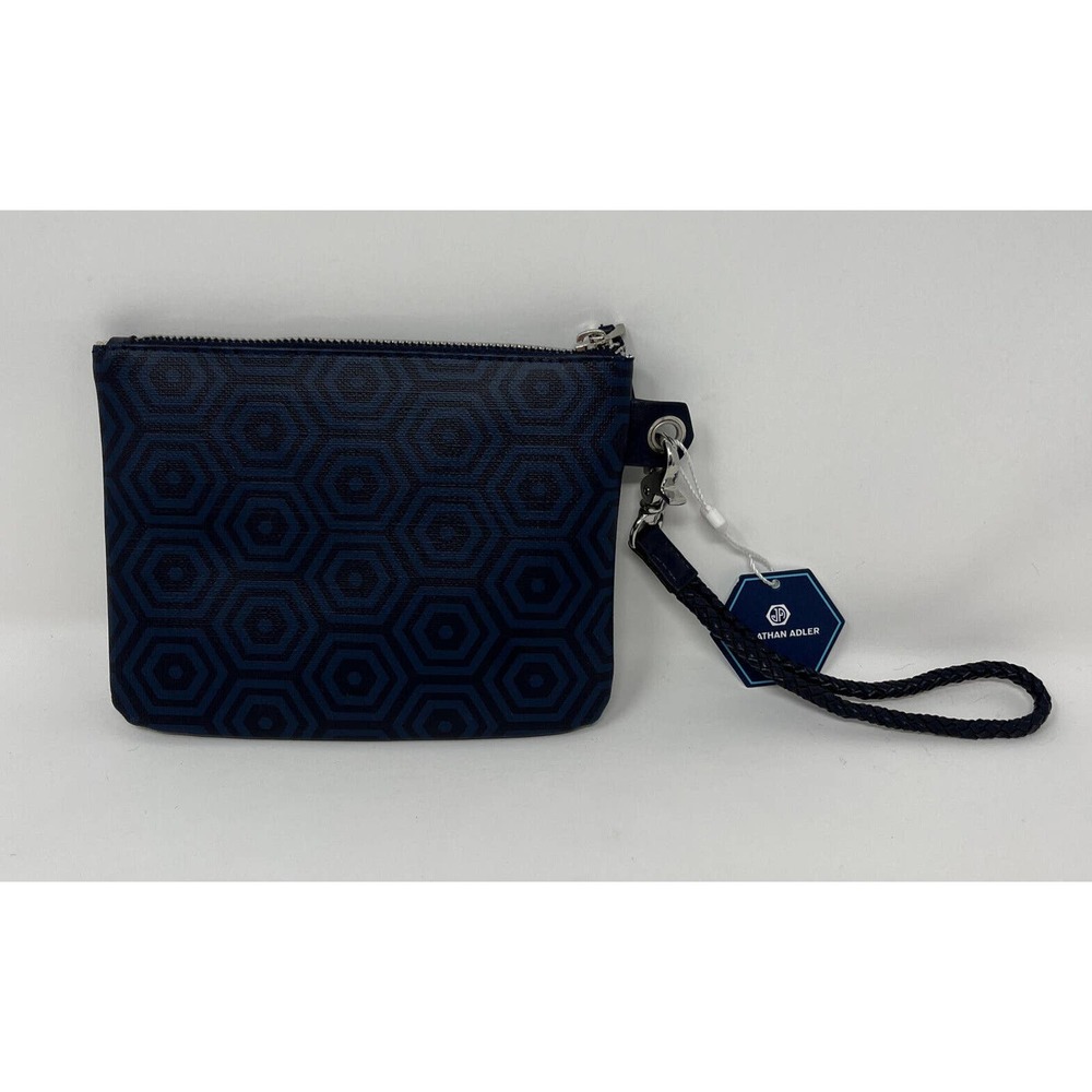 Jonathan Adler Navy Wristlet Silver Charm Jewelry Print Small Zip Pouch NWT - Picture 8 of 11